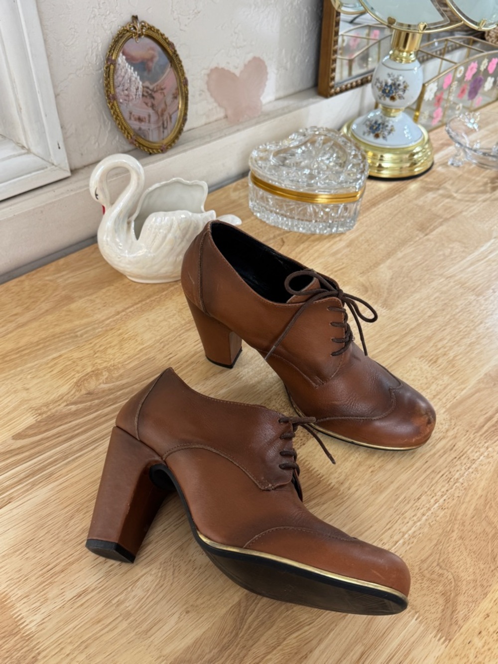 Vintage Miz Mooz Barcelona Collection Brown Leather Oxford Pumps Size 40.5 - 9.5 - Picture 4 of 13